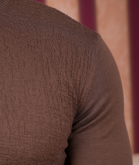 Ανδρικό  μάλλινο πουλόβερ χρώμα καφέ 