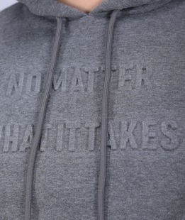 Μονοχρομο φούτερ γκρι χρώμα NO MATTER WHAT IT TAKES