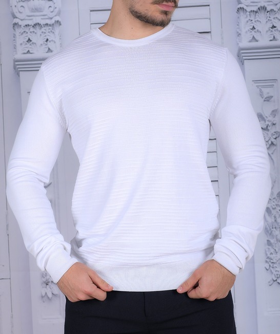 Λευκό ανδρικό πουλόβερ με ρίγες