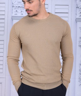 Μπεζ ανδρικό πουλόβερ
