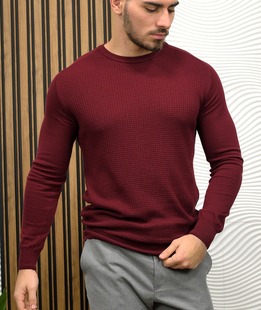 Ανδρικό μπορντό πουλόβερ 