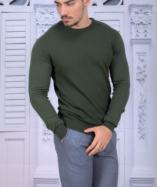 Κομψό ανδρικό πουλόβερ πράσινο χρώμα 