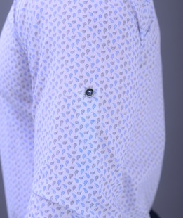 Λευκό κομψό ανδρικό πουκάμισο με μικρά στοιχεία