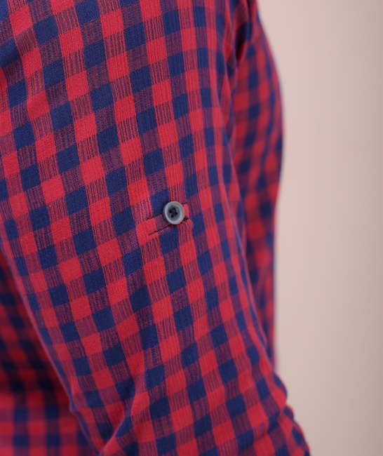 Ανδρικό καρό πουκάμισο σε μπλε και κόκκινο χρώμα