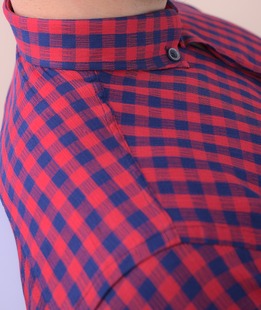 Ανδρικό καρό πουκάμισο σε μπλε και κόκκινο χρώμα