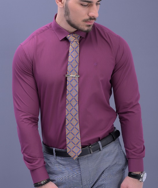Ανδρικό πουκάμισο πολυτελείας σε χρώμα κερασί
