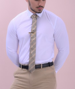 Ανδρικό αμπιγιέ πουκάμισο σε λευκό