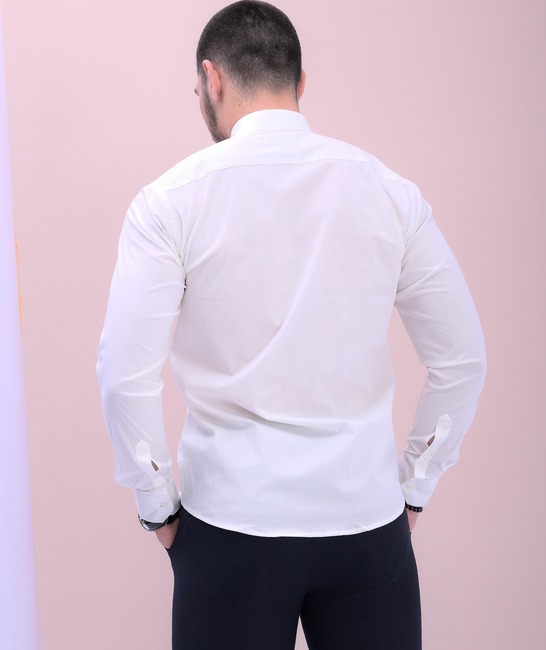 Αμπιγιέ ανδρικό πουκάμισο με κρυφό κούμπωμα σε εκρού