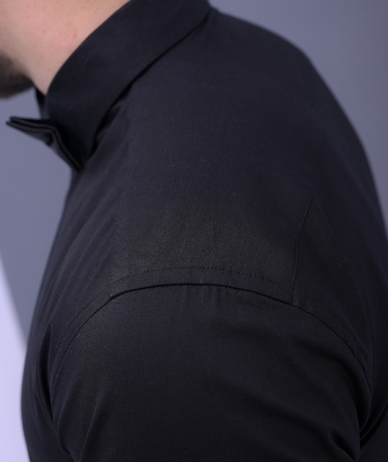 Μαύρο ανδρικό αμπιγέ πουκάμισο με κρυφό κούμπωμα