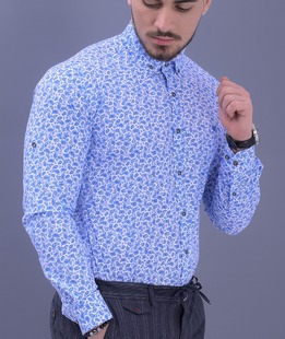 Λευκό ανδρικό κομψό πουκάμισο με στοιχεία paisley