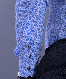 Λευκό ανδρικό κομψό πουκάμισο με στοιχεία paisley