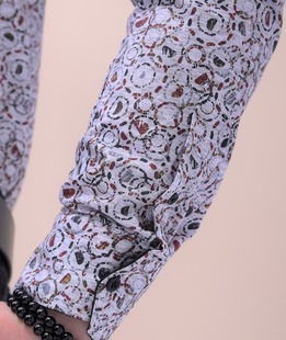 Αμπιγιέ ανδρικό πουκάμισο με στάμπα με πολύχρωμους κύκλους 