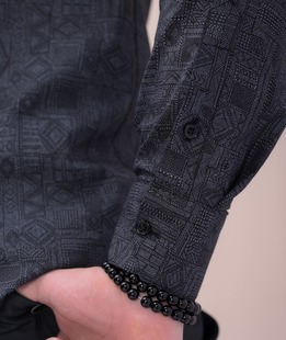 Ανδρικό αμπιγιέ πουκάμισο με γεωμετρικά σχήματα σε πράσινο χρώμα