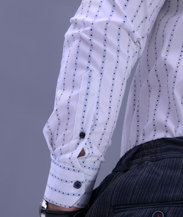 Λευκό πουκάμισο ριγέ-πουά  