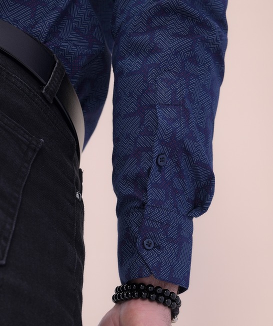 Κομψό ανδρικό αμπιγιέ πουκάμισο σε μπλε χρώμα 