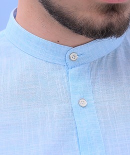 Ανδρικό λινό πουκάμισο με γιακά μάο 