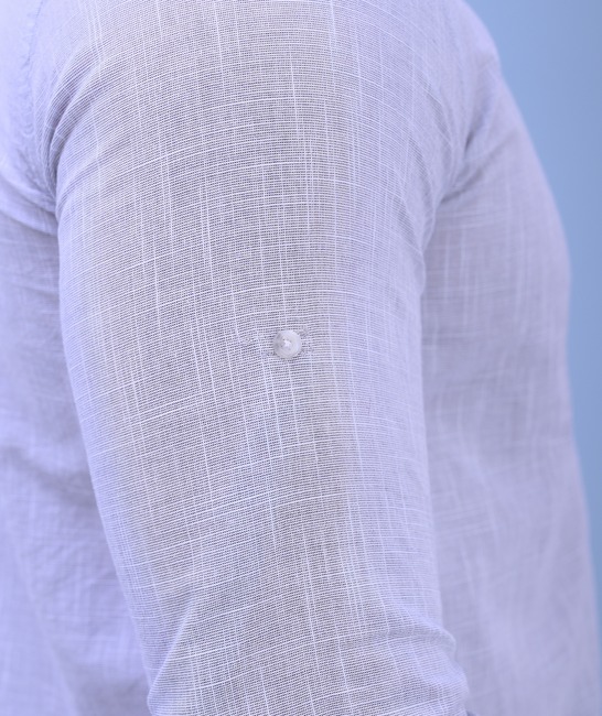 Λινό κομψό ανδρικό πουκάμισο με μακριά μανίκια σε ανοιχτό γκρι