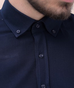 Μπλε ναυτικό κοντομάνικο πουκάμισο από βισκόζη 