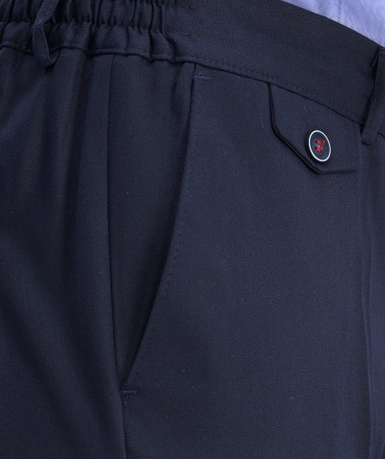  Σκούρο μπλε κομψό παντελόνι με ιταλική τσέπη