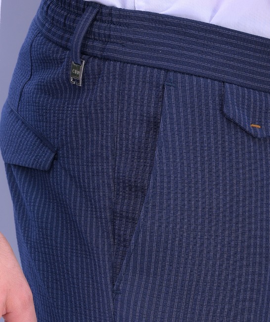  Ανδρικό βαμβακερό παντελόνι σε σκούρο μπλε ριγέ
