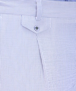 Εκλεπτυσμένο ανδρικό λευκό βαμβακερό παντελόνι με μπλε ρίγα