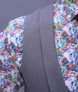 Πολυτελές ανδρικό γκρι γιλέκο διπλή σειρά κουμπιά  με μεγάλο πέτο