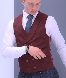 Κομψό ανδρικό γιλέκο διπλή σειρά κουμπιών με μεγάλο πέτο