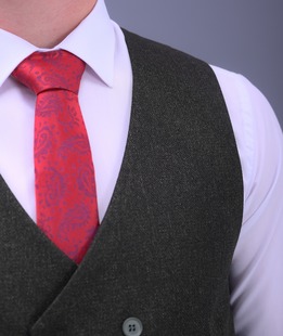 Ανδρικό γιλέκο πράσινο λαδι με κοφτερό πέτο