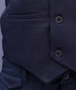 Μπλε ναυτικό κομψό γιλέκο με διπλι σειρά κουμπιά με κοφτερό πέτο