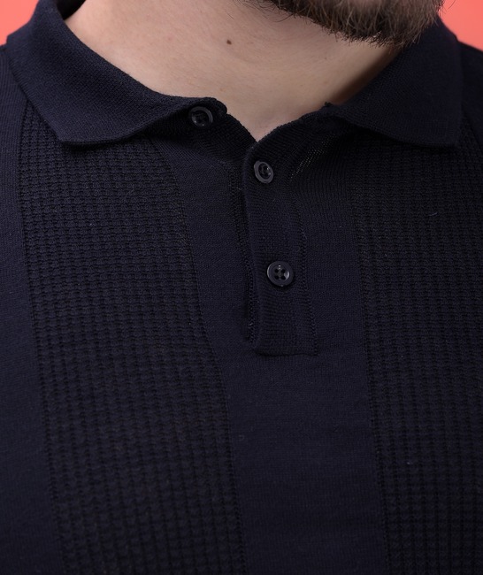 Ανδρικό κοντομάνικο βαμβακερό πλεκτό μπλουζάκι σε μαύρο χρώμα