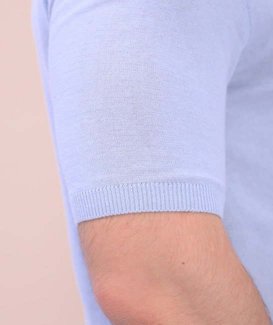 Ανδρικό κοντομάνικο μπλουζάκι γαλάζιο με γιακά