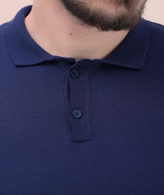 Ανδρικό κοντομάνικο μπλουζάκι λεπτή πλέξη σε σκούρο μπλε