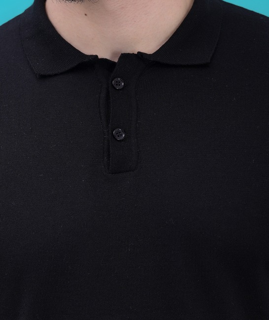 Κομψό ανδρικό πλεκτό μπλουζάκι με γιακά