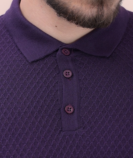 Κομψό ανδρικό μωβ μπλουζάκι πόλο με γιακά