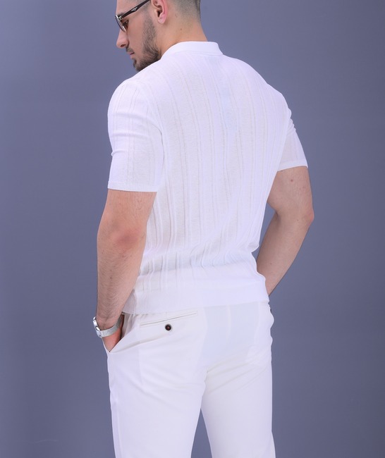 Ανδρικό κοντομάνικο μπλουζάκι πόλο με γιακά σε λευκό