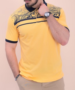 Ανδρικό μπλουζάκι πόλο με γιακά σε κίτρινο χρώμα