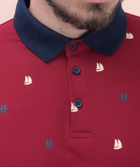 Ανδρικό κοντομάνικο μπλουζάκι σε μπορντό 