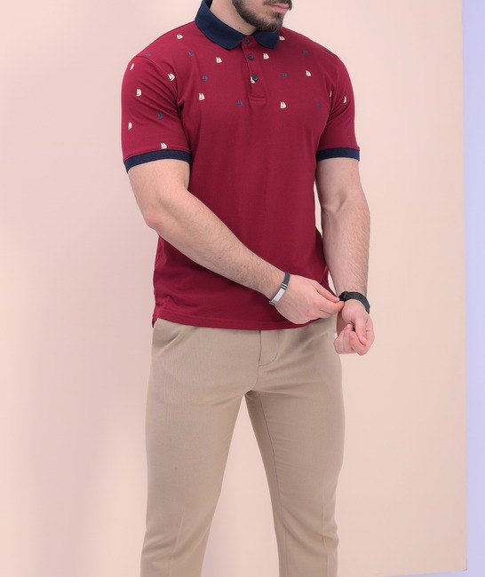 Ανδρικό κοντομάνικο μπλουζάκι σε μπορντό 