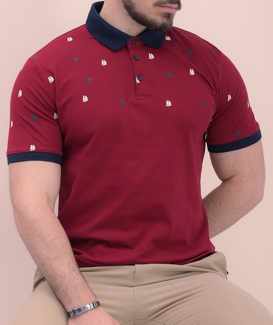 Ανδρικό κοντομάνικο μπλουζάκι σε μπορντό 