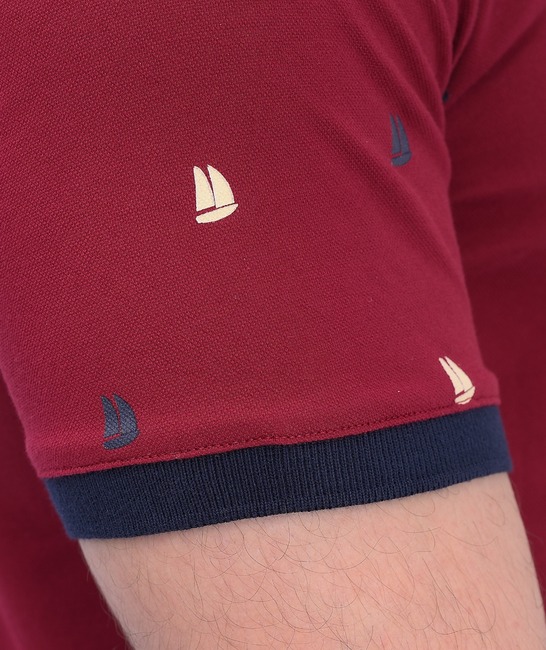 Ανδρικό κοντομάνικο μπλουζάκι σε μπορντό 