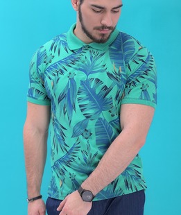 Ανδρικό μπλουζάκι ανοιχτό πράσινο με γιακά 