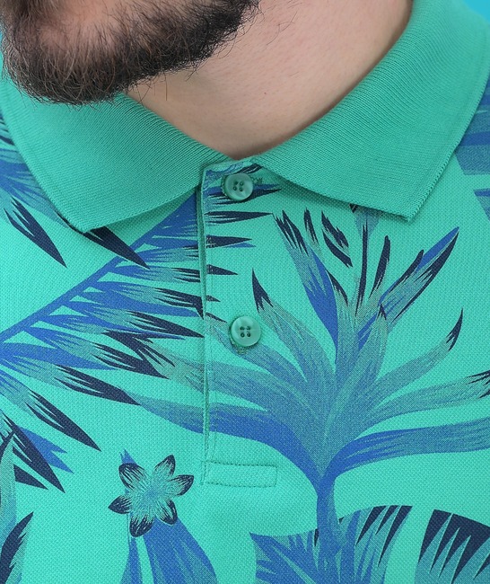 Ανδρικό μπλουζάκι ανοιχτό πράσινο με γιακά 