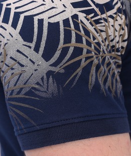 Ανδρικό κοντομάνικο μπλουζάκι με γιακά  σε σκούρο μπλε 