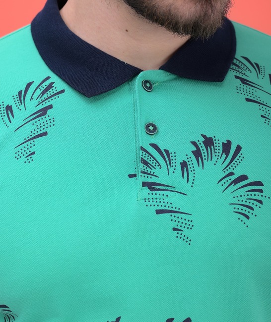 Ανδρικό μπλουζάκι με γιακά και κουμπιά τύπου Lacoste σε πράσινο χρώμα