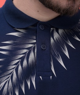 Πόλο μπλουζάκι ανδρικό με γιακά τύπου Lacoste σε σκούρο μπλε