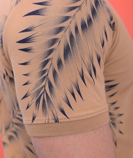 Ανδρικό κοντομάνικο μπλουζάκι με γιακά σε καφέ χρώμα