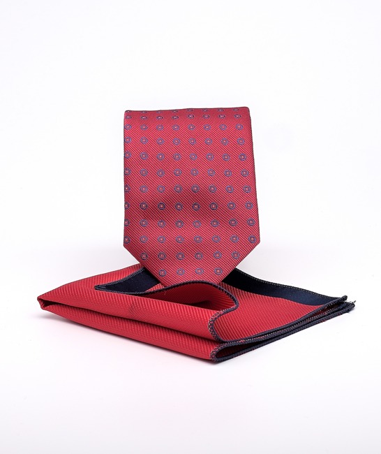 Κομψή γραβάτα με γεωμετρικό σχέδιο σετ με μαντηλάκι