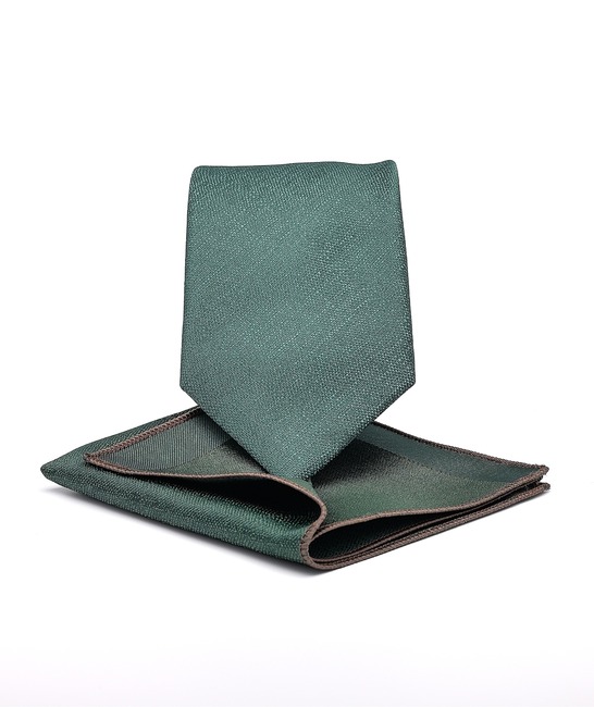 Κομψή πράσινη γραβάτα με κέντημα σε ζάρια