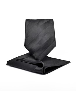 Ανδρική μαύρη φαρδιά γραβάτα με διαγώνια ρίγα