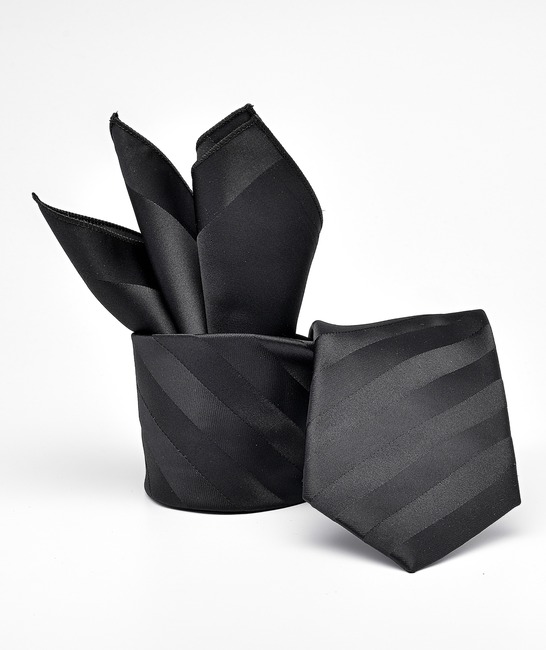 Ανδρική μαύρη φαρδιά γραβάτα με διαγώνια ρίγα